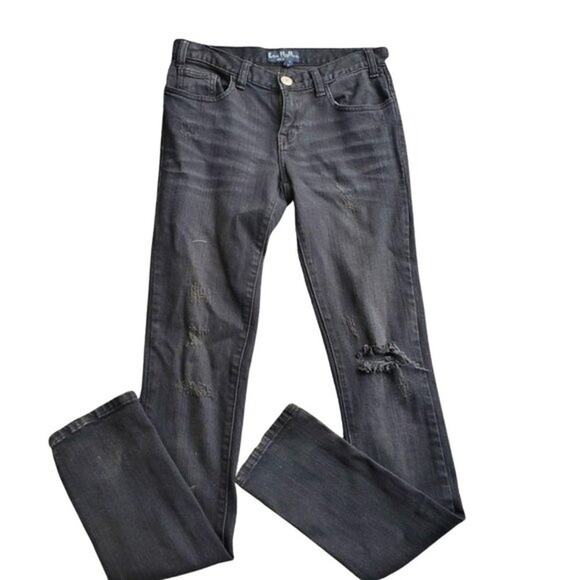 Les Halles Black Destressed Jeans Size 24/4 - Picture 1 of 6
